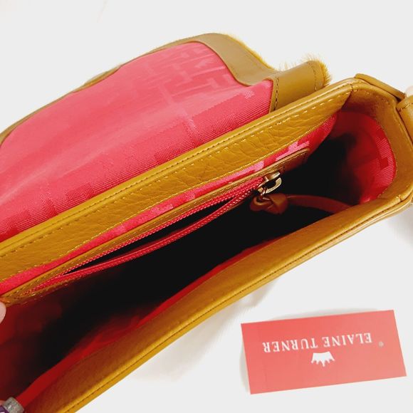 Elaine Turner Cam Crosssbody Bag Calf Hair Golden Flag Handbag with Dust Bag - Picture 13 of 16